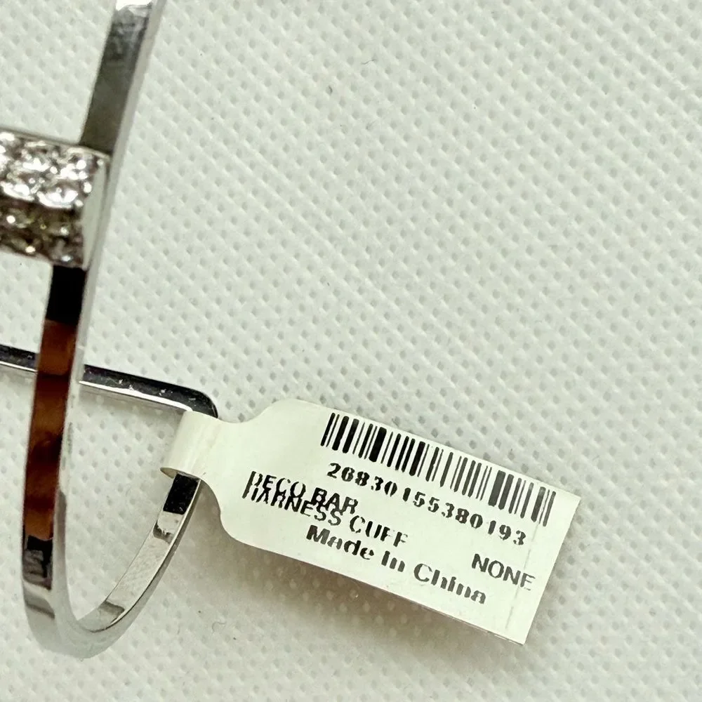 NWT Henri Bendel Silver Harness Cuff w/ Crystal Pave